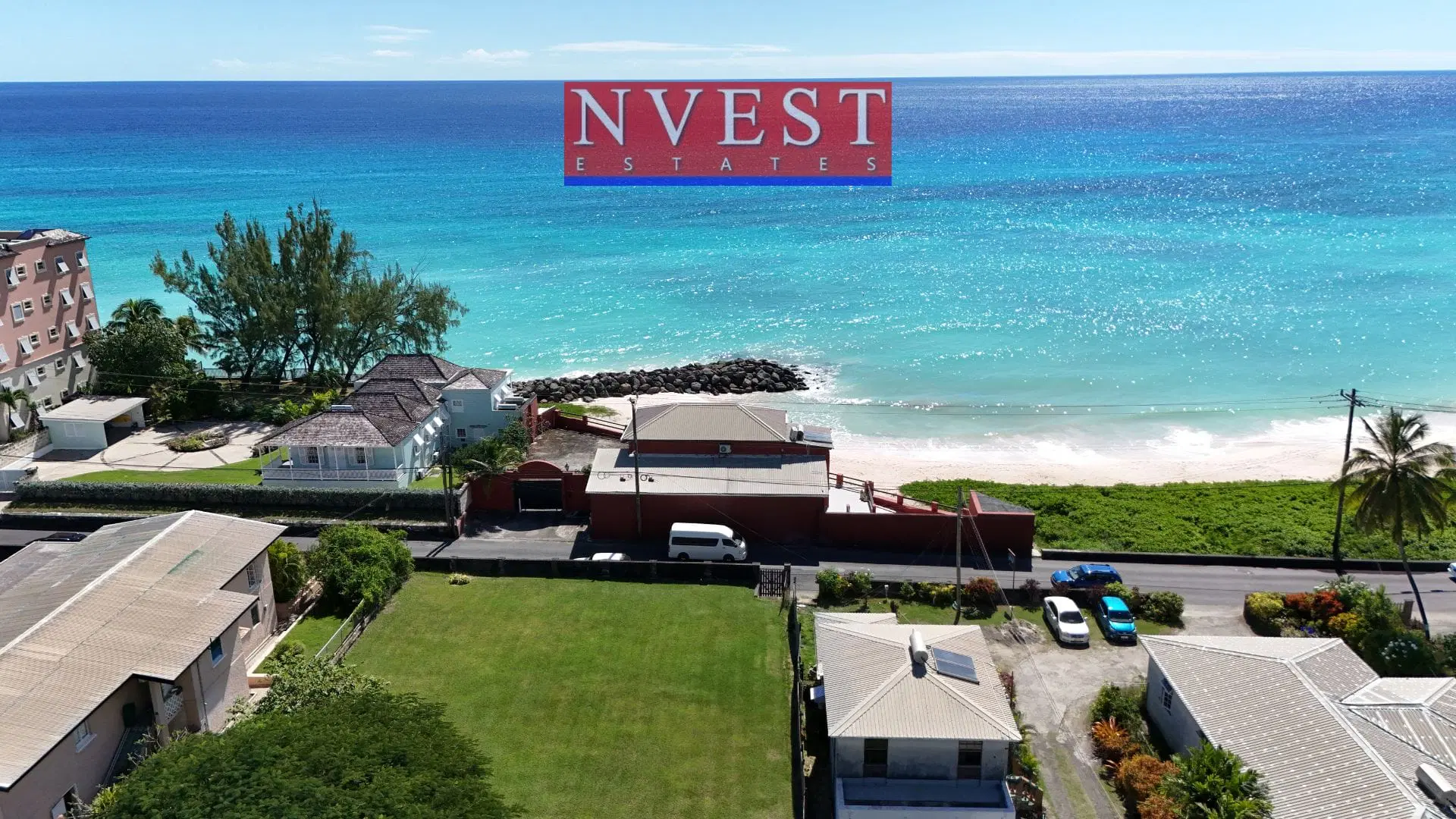 Aerial view of Villa Jumana and the south coast of Barbados